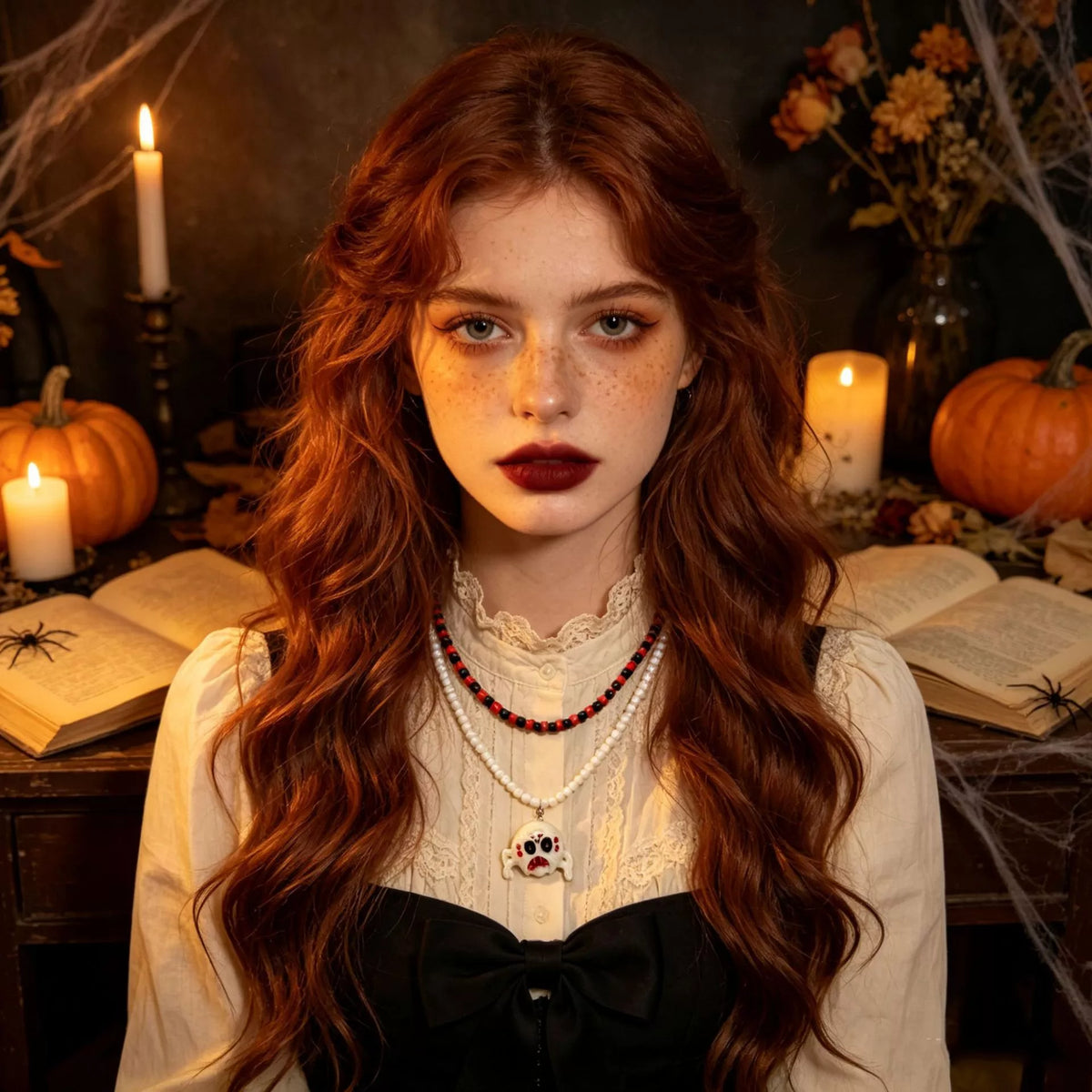 Gothic Skull Bead Double Layered Necklace - Lilixa.store