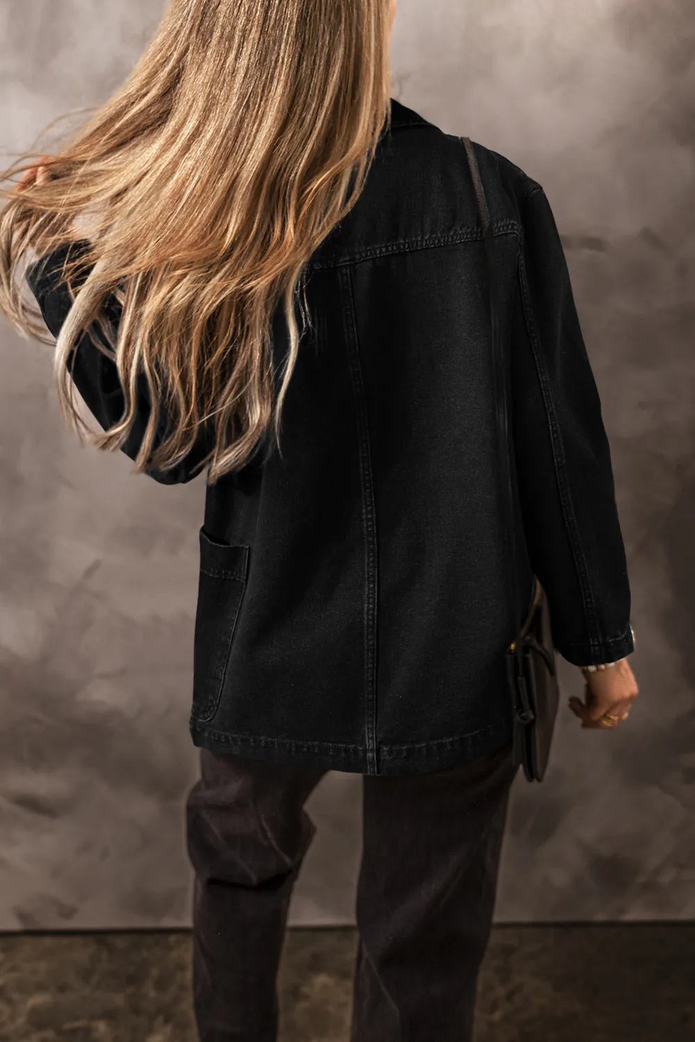 Pocketed Long Sleeve Denim Jacket, view 4