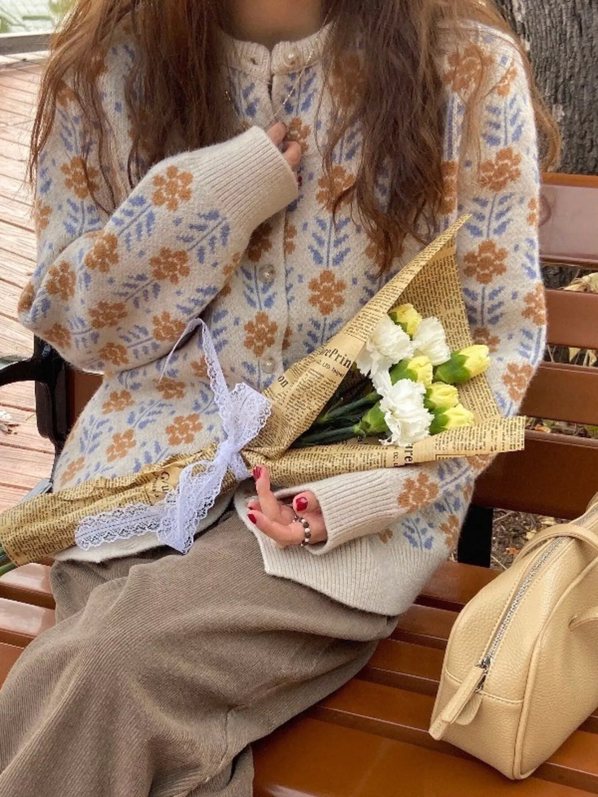 Floral Button Up Knit Cardigan - Lilixa.store
