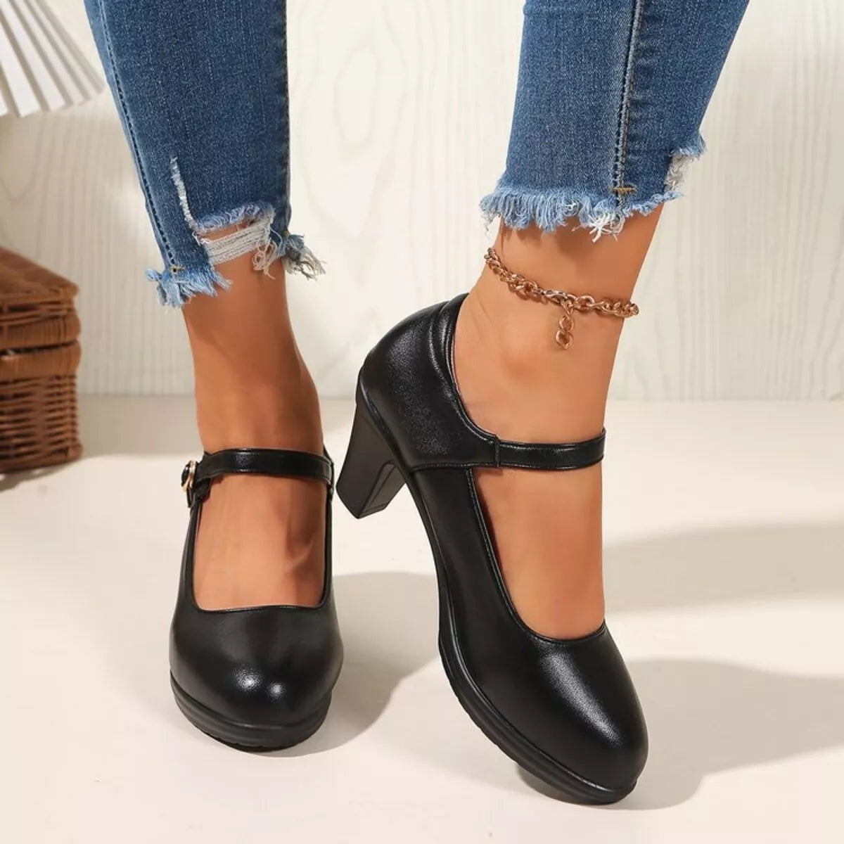 Buckle Block Heels Pumps - Lilixa.store