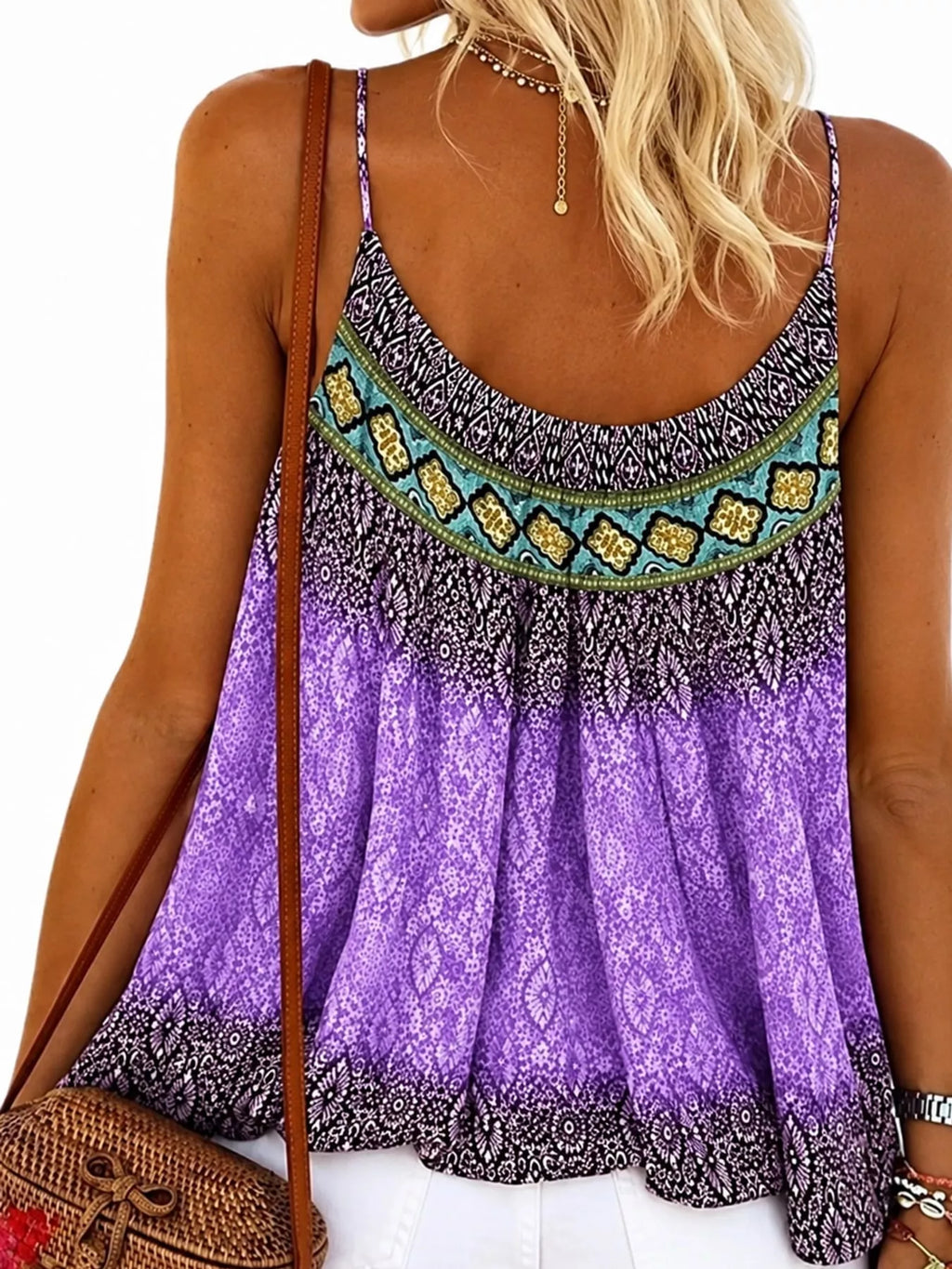 Full Size Printed Scoop Neck Cami Plus Size, view 10