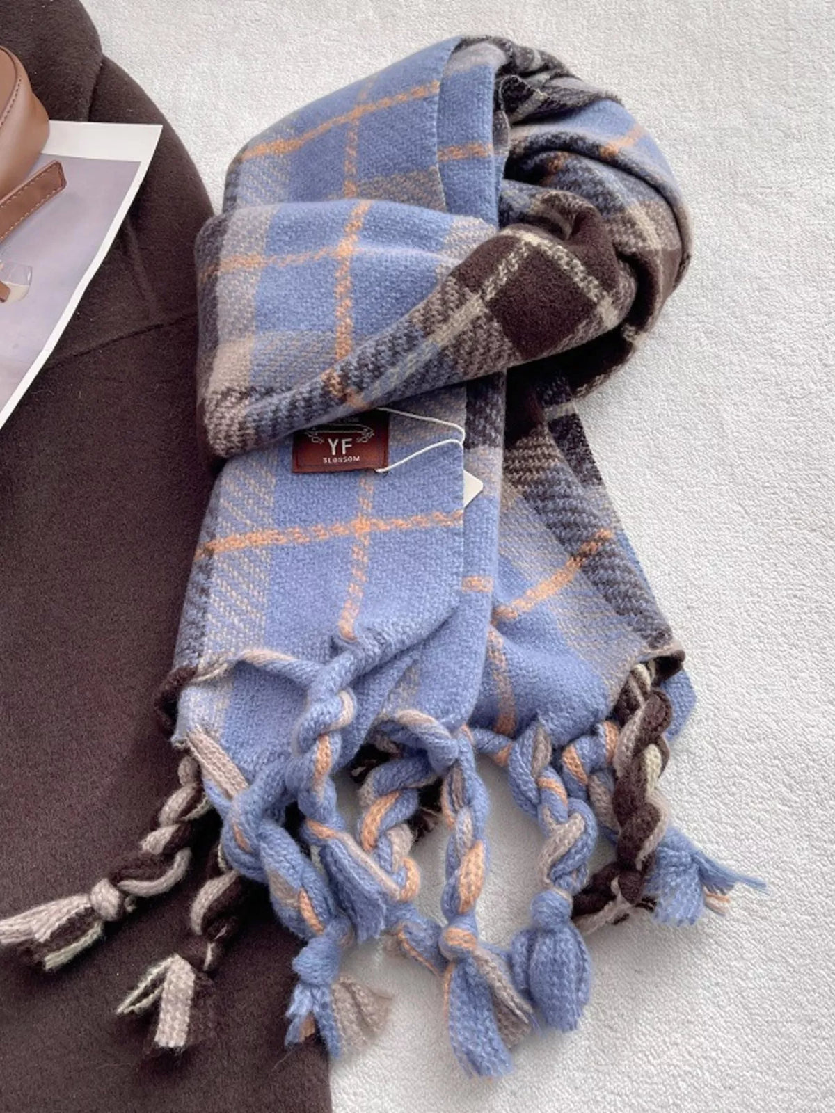 Warm Plaid Tassel Scarf - Lilixa.store