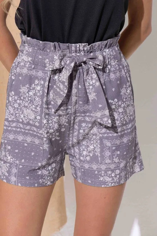 And The Why Boho Print Linen Casual Shorts - Lilixa.store