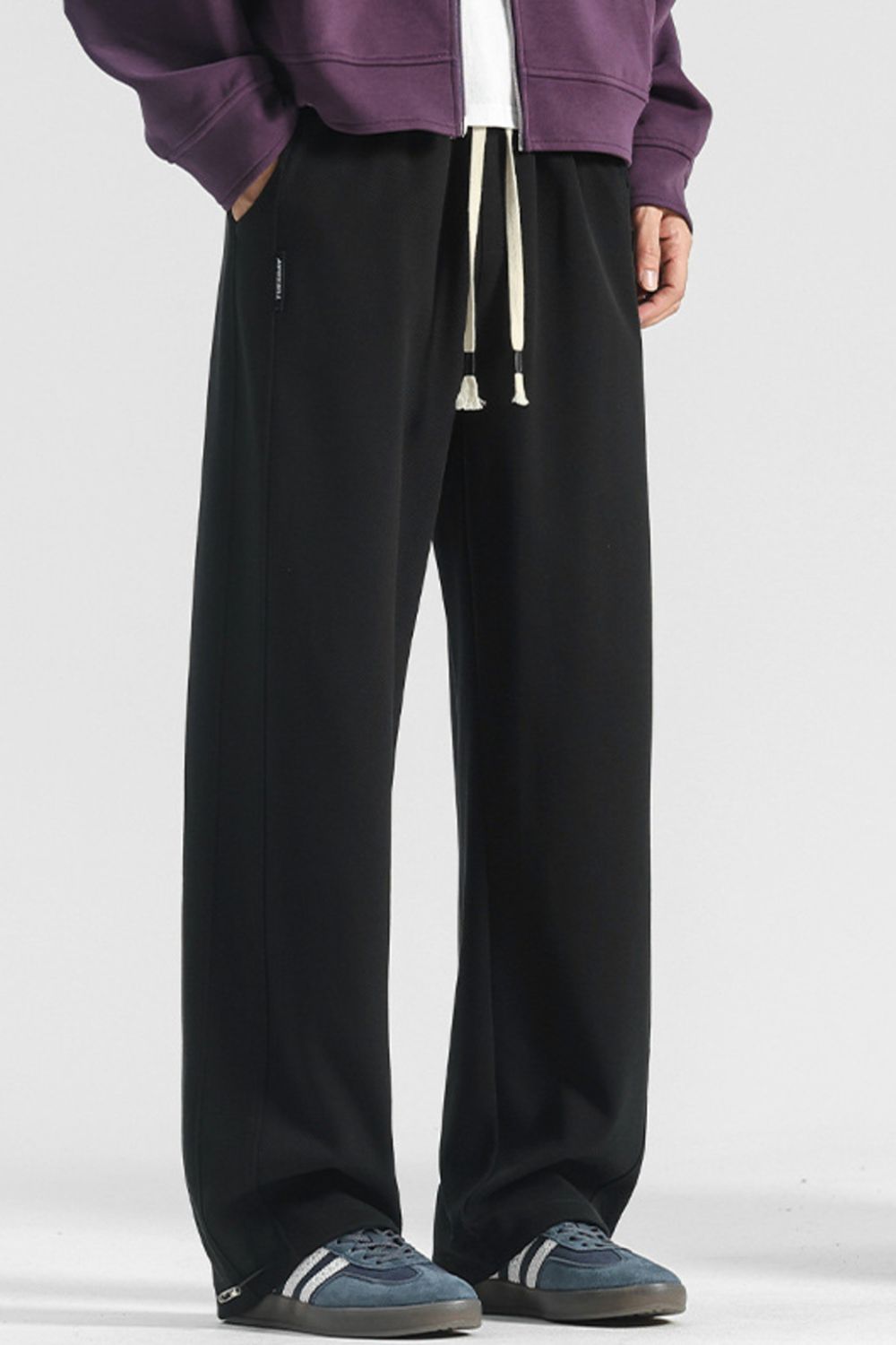 Men's Plus Size Casual Loose Fit Drawstring Sweatpants in Black