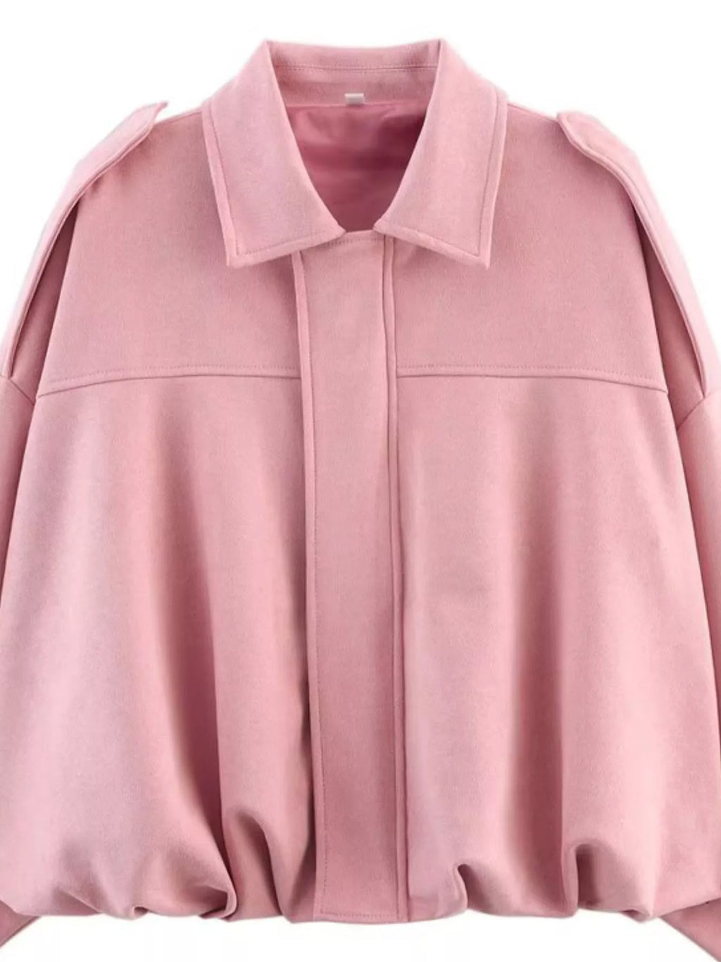 Collared Neck Dropped Shoulder Jacket - Lilixa.store