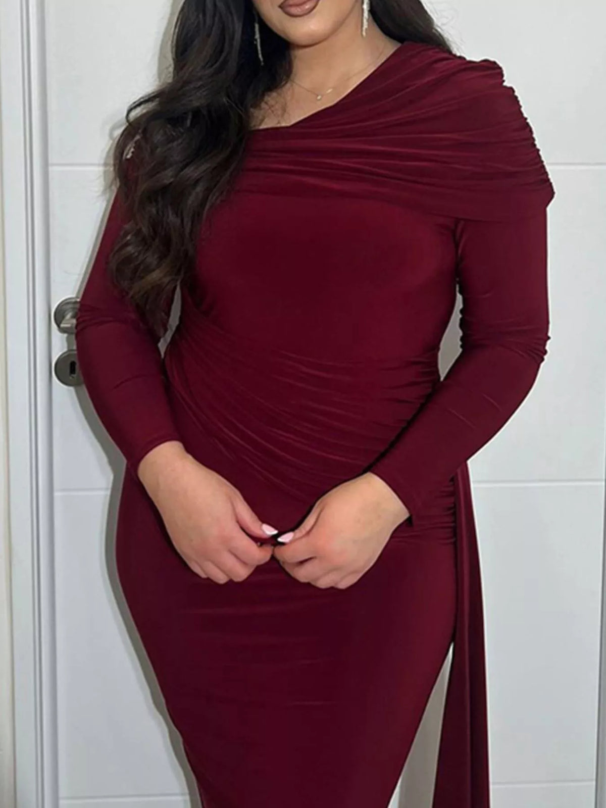 One-Shoulder Ruched Maxi Dress - Lilixa.store