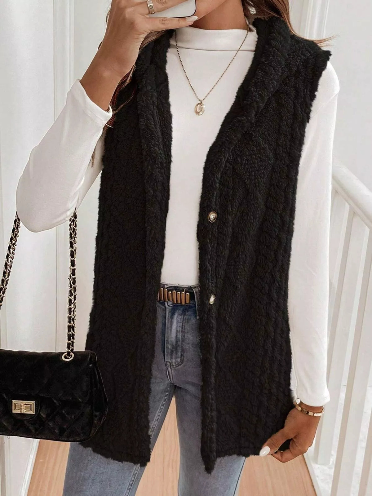 Cozy Sherpa Fleece Hooded Vest Coat - Lilixa.store