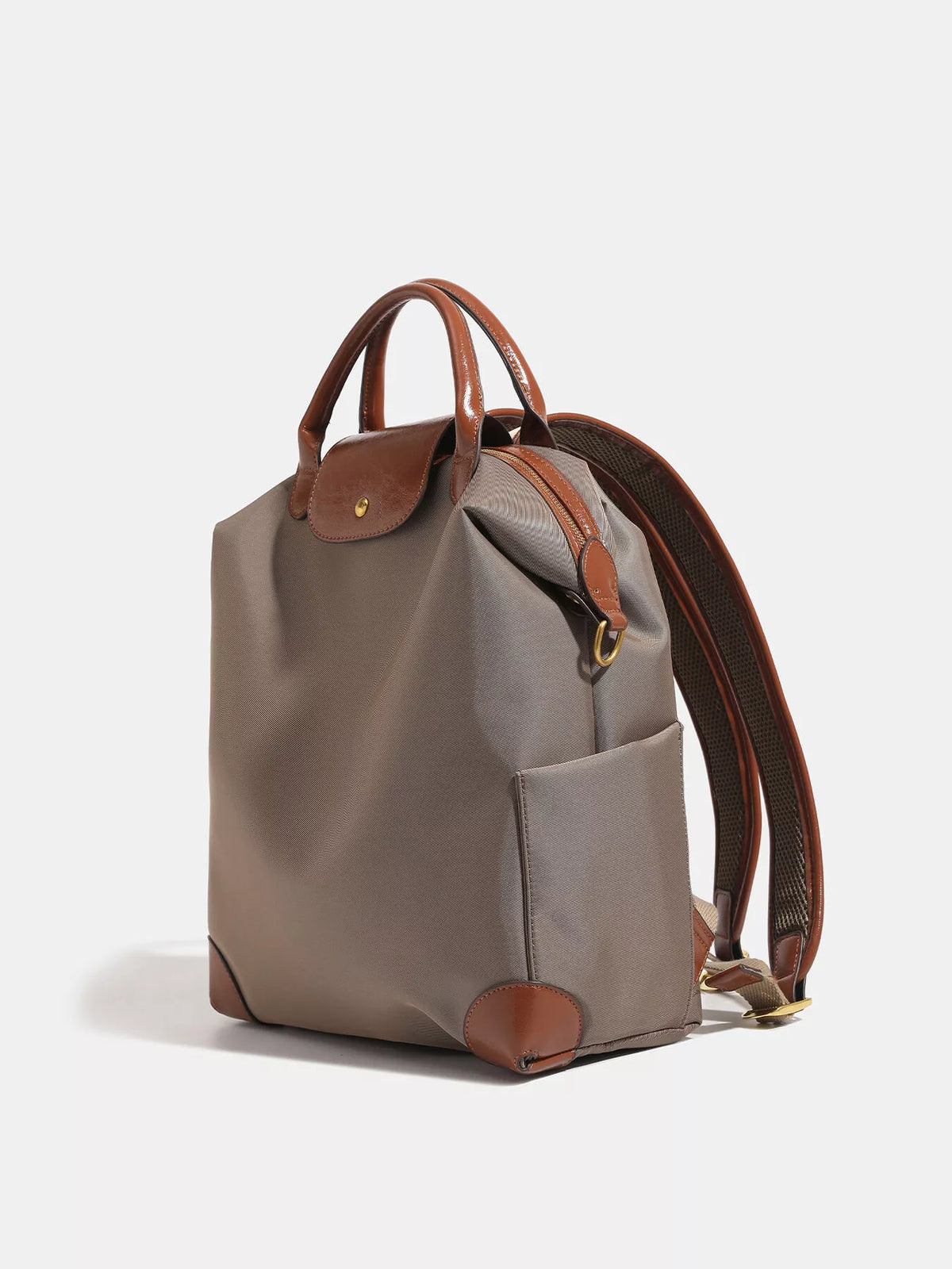 Elegant Minimalist Nylon Backpack Bag with Leather Trim