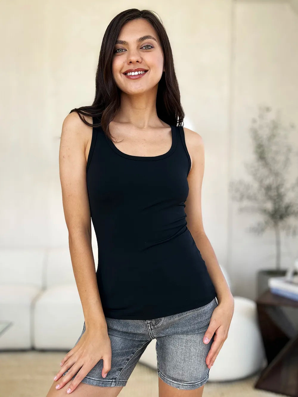 Basic Bae Full Size Square Neck Wide Strap Tank - Lilixa.store