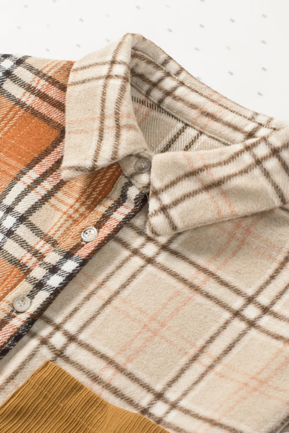 Plaid Button Up Long Sleeve Shacket in Sherbet, view 14