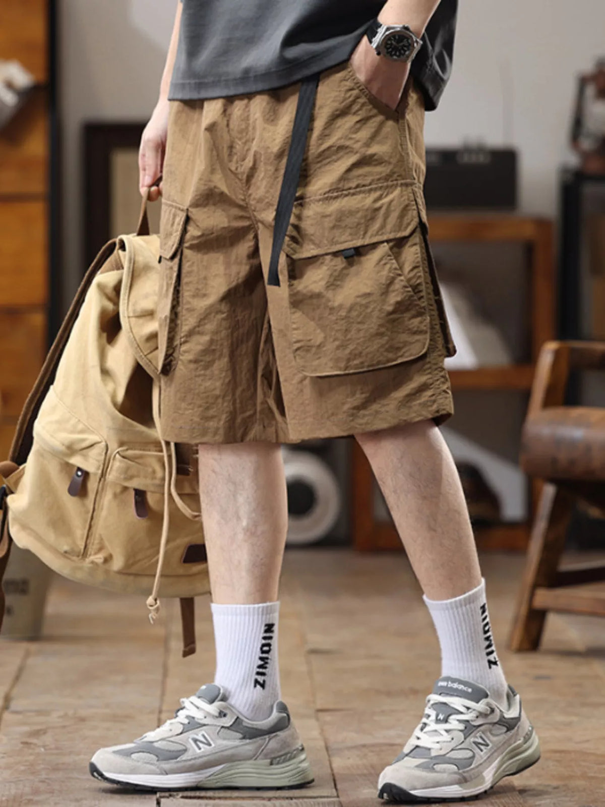Men's Full Size Multi-Pocket Relaxed Fit Cargo Shorts Plus Size