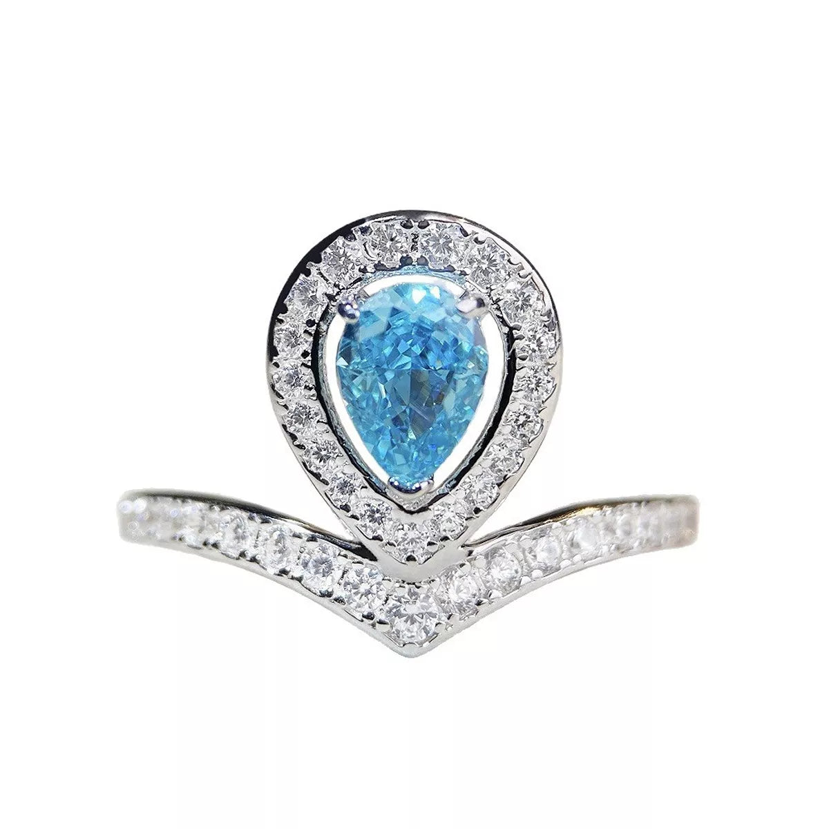 925 Sterling Silver Zircon Teardrop Ring - Lilixa.store