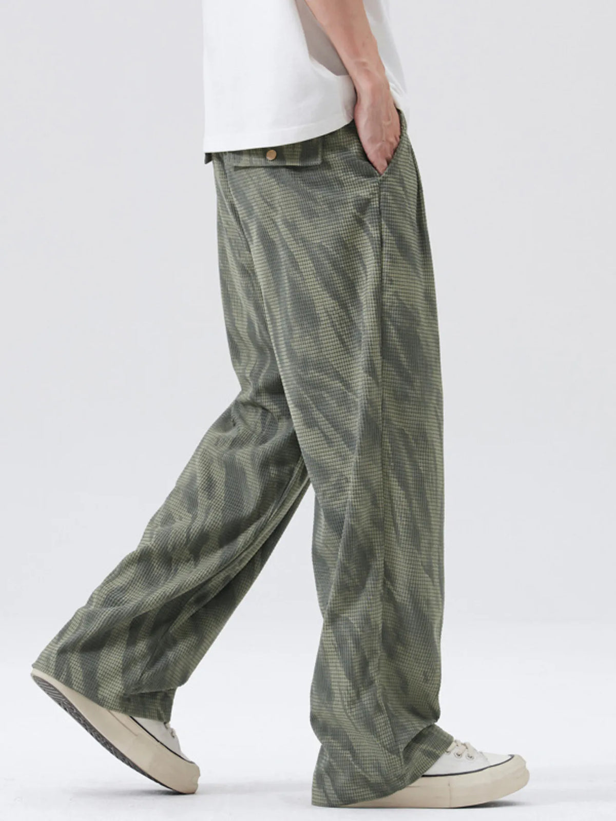 Men's Full Size Wide Leg Casual Pants Plus Size in Light Green, view 3