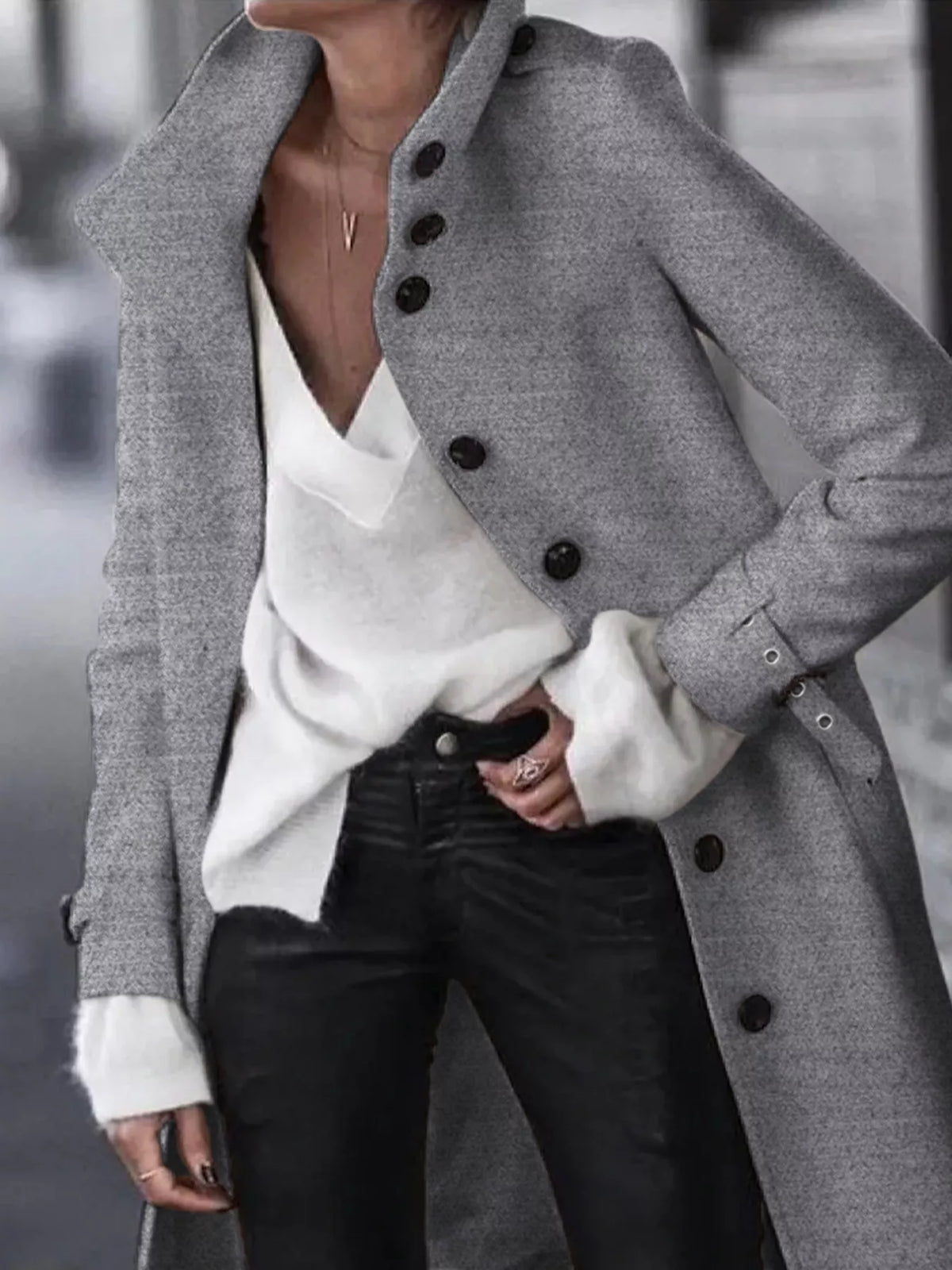 Button-Down Longline Coat with Belt - Lilixa.store