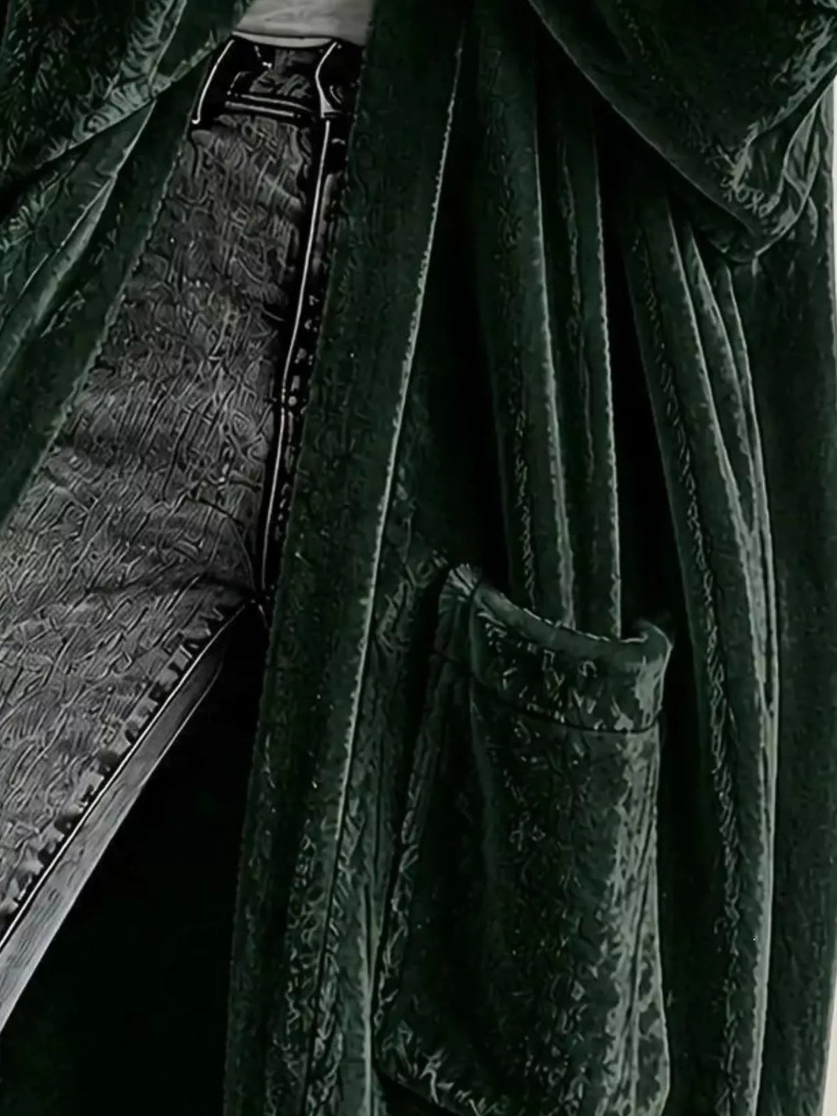 Full Size Velvet Open-Front Longline Outerwear Plus Size - Lilixa.store