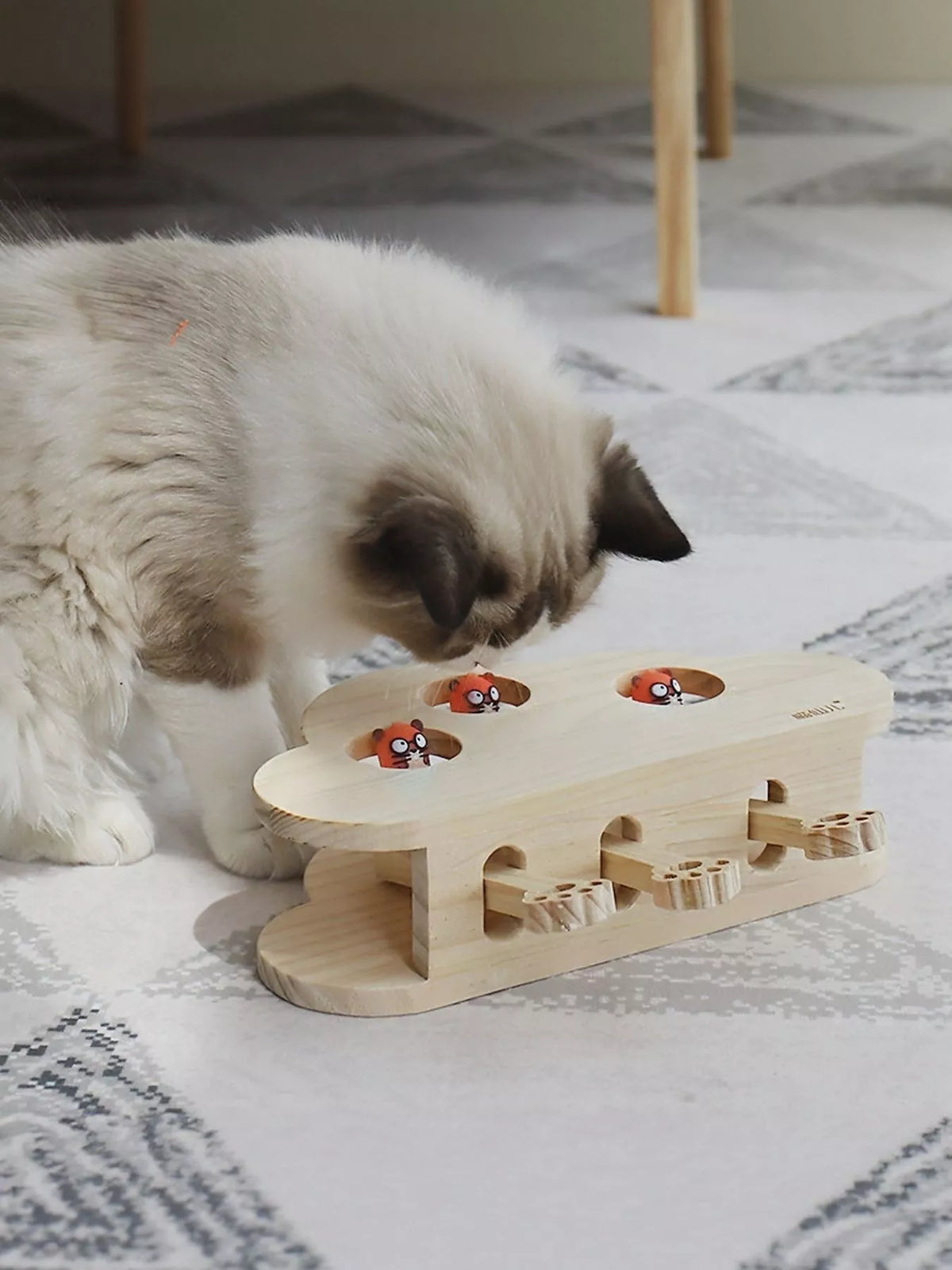 Interactive Wooden Cat Puzzle Toy with Mice - Lilixa.store