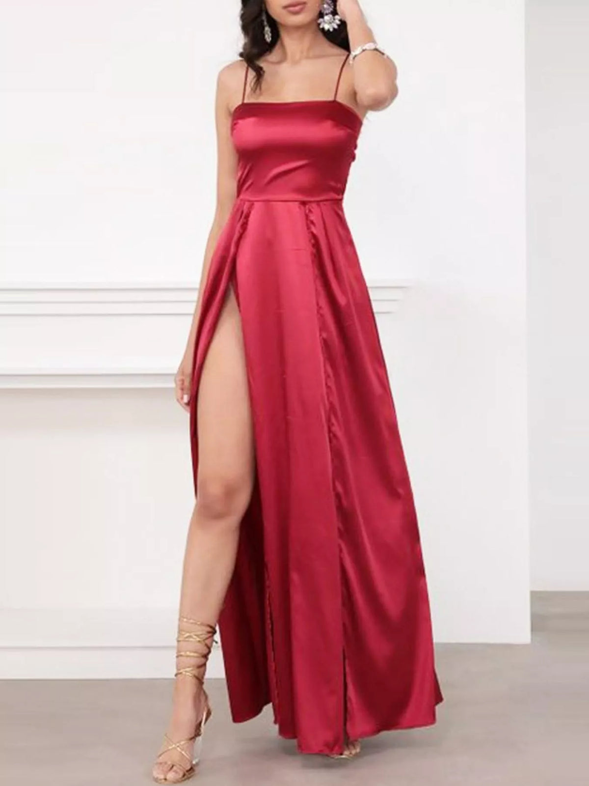 Spaghetti Strap High-Slit Maxi Dress - Lilixa.store