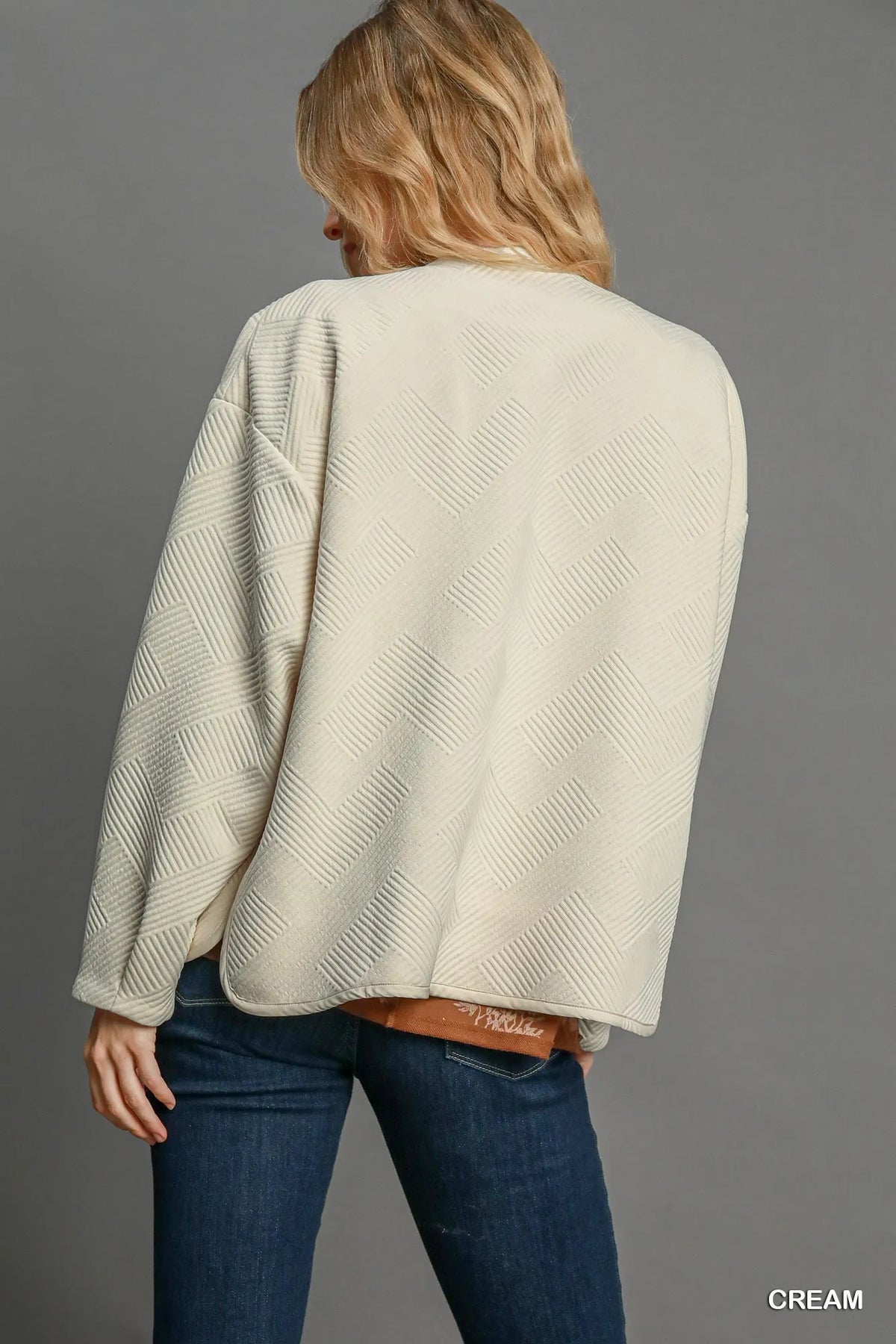 Umgee Textured Jacquard Jacket in Cream, view 5