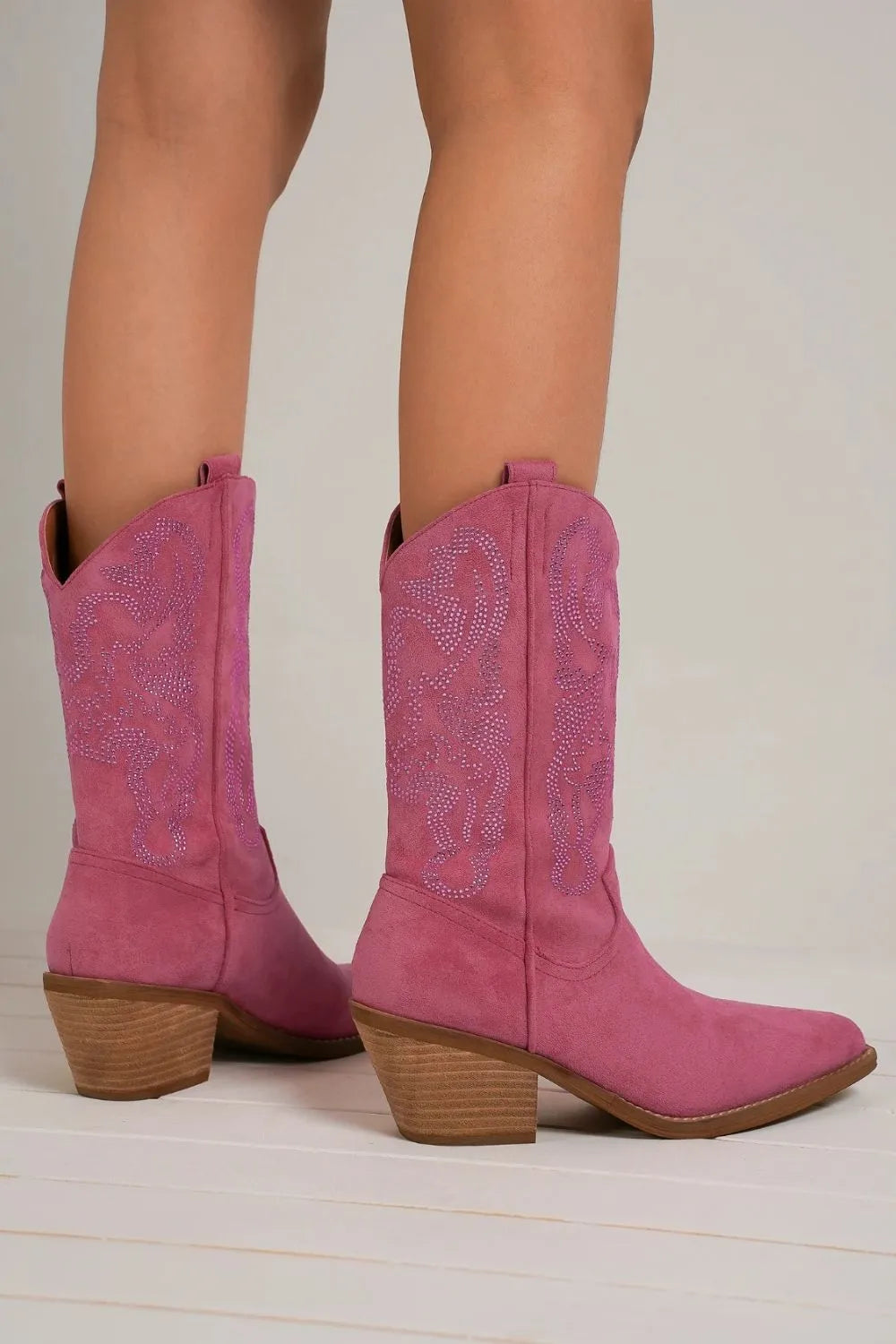 Beast Fashion Rhinestone Detail Point Toe Boots - Lilixa.store