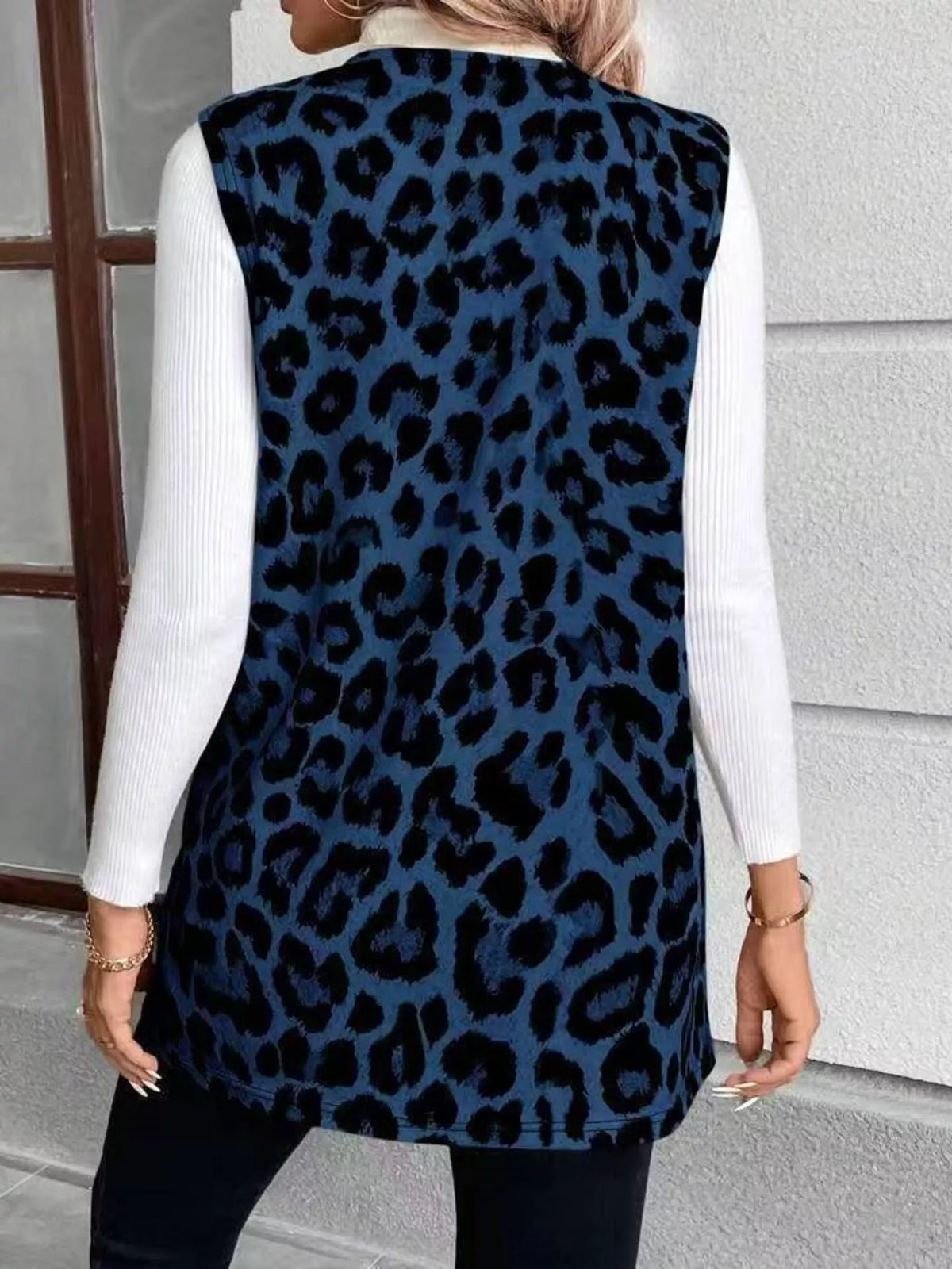 Sleeveless Leopard Print Vest Coat - Lilixa.store