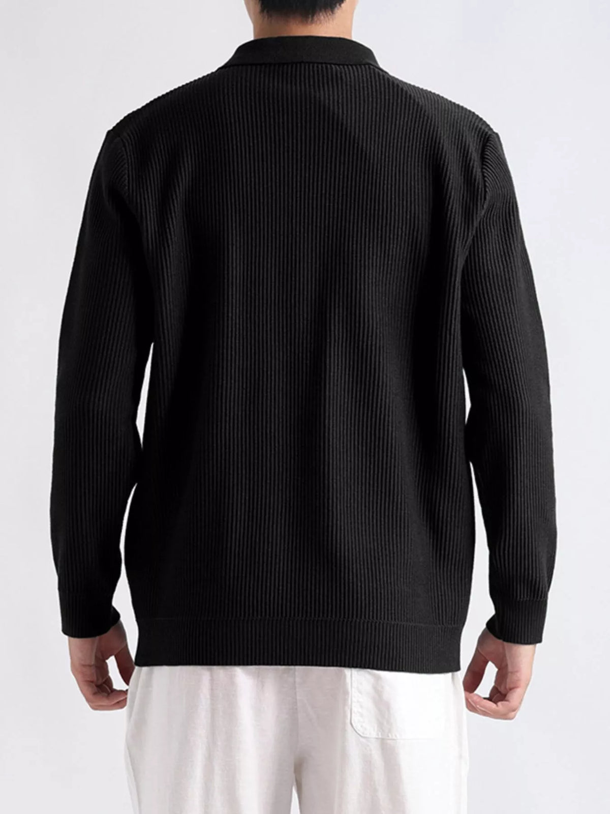 Men's Plus Size Quarter-Zip Ribbed Knit Top, view 2