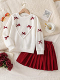 Children's Bow Long Sleeve Top and Skirt Set - Lilixa.store