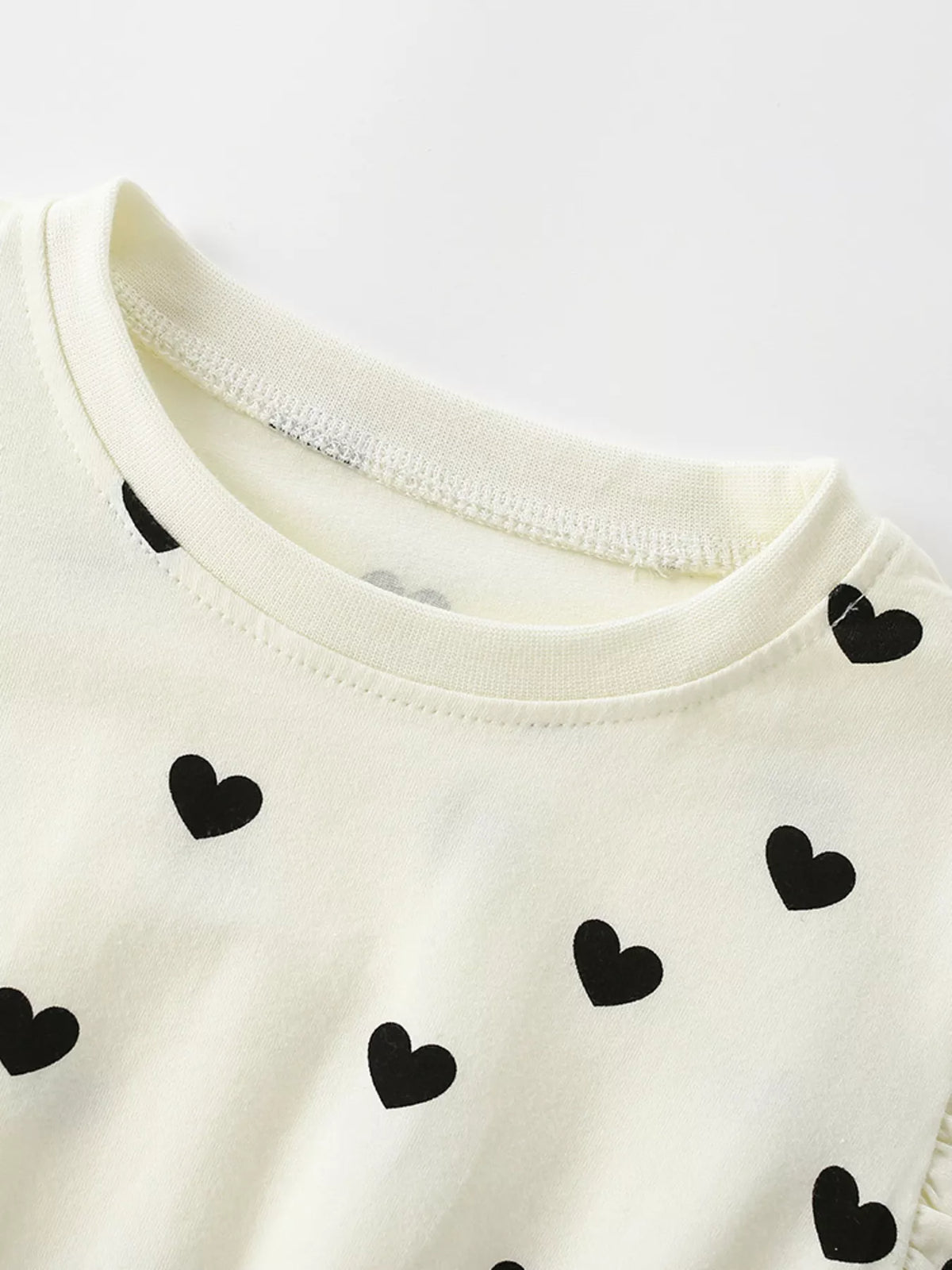 Children's Heart Print Ruffle Sleeve Dress - Lilixa.store