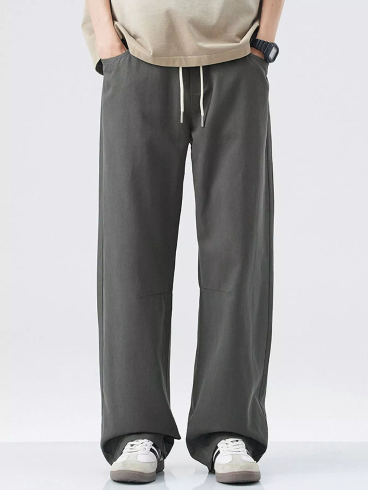 Men's Wide Leg Casual Pants in Dark Gray
