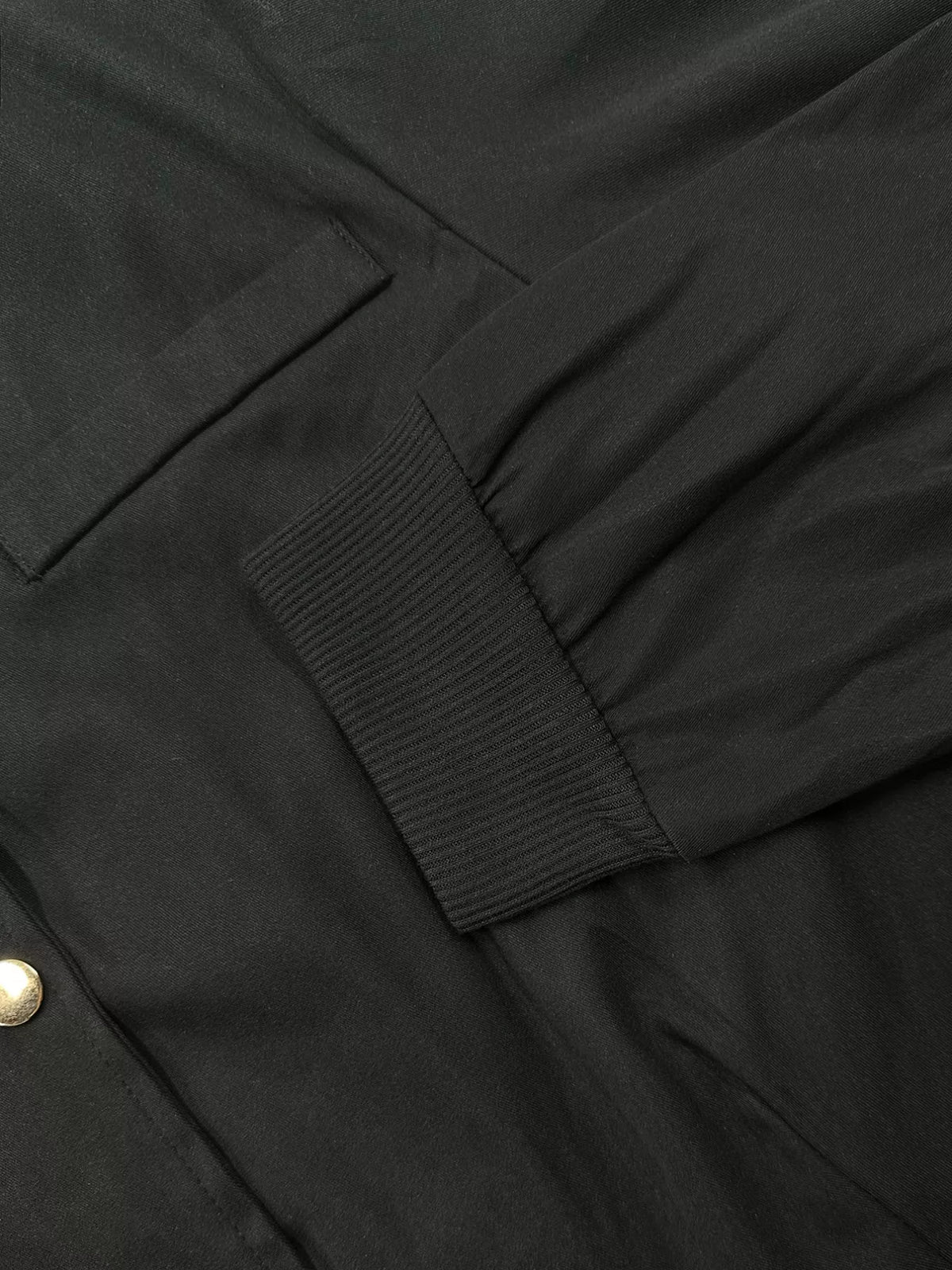 Snap Down Cropped Bomber Jacket in Black, view 8