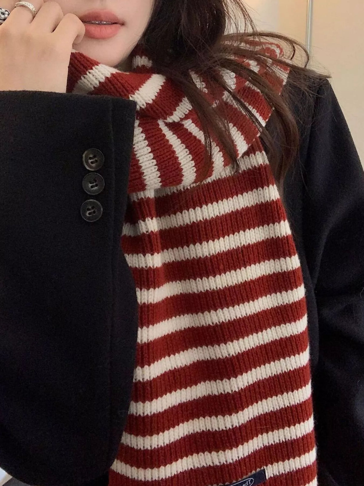 100% Wool Striped Knitted Winter Scarf - Lilixa.store