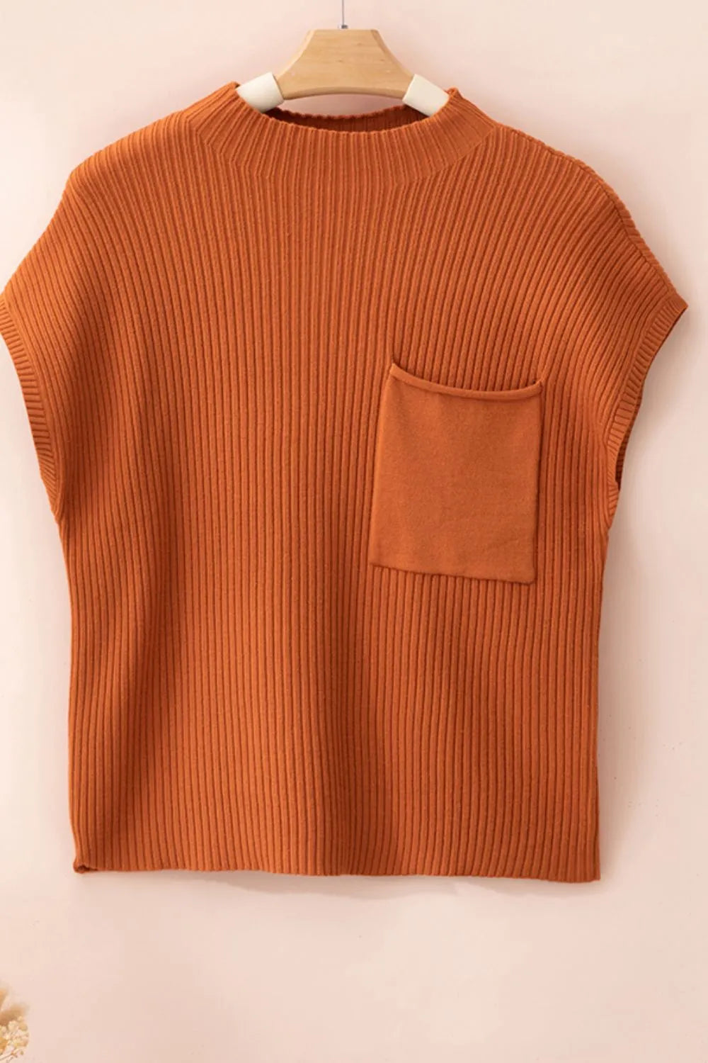 Mock Neck Sweater Vest with Chest Pocket, view 5