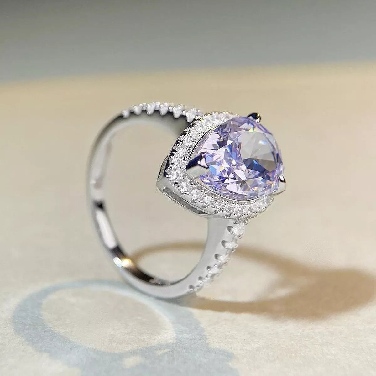 925 Sterling Silver Zircon Teardrop Ring