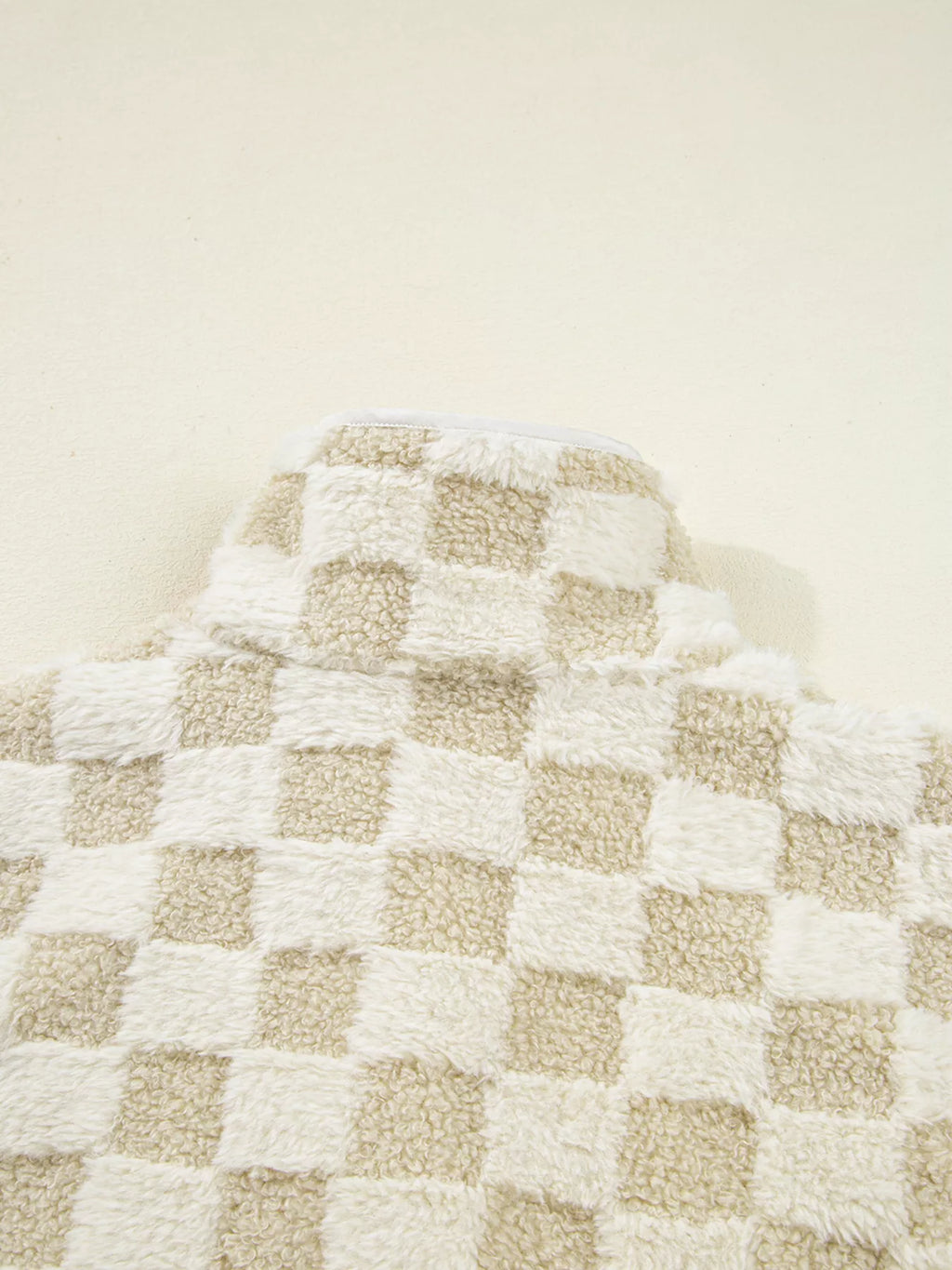 Sherpa Checkerboard Snap Button Vest Coat with Pocket - Lilixa.store