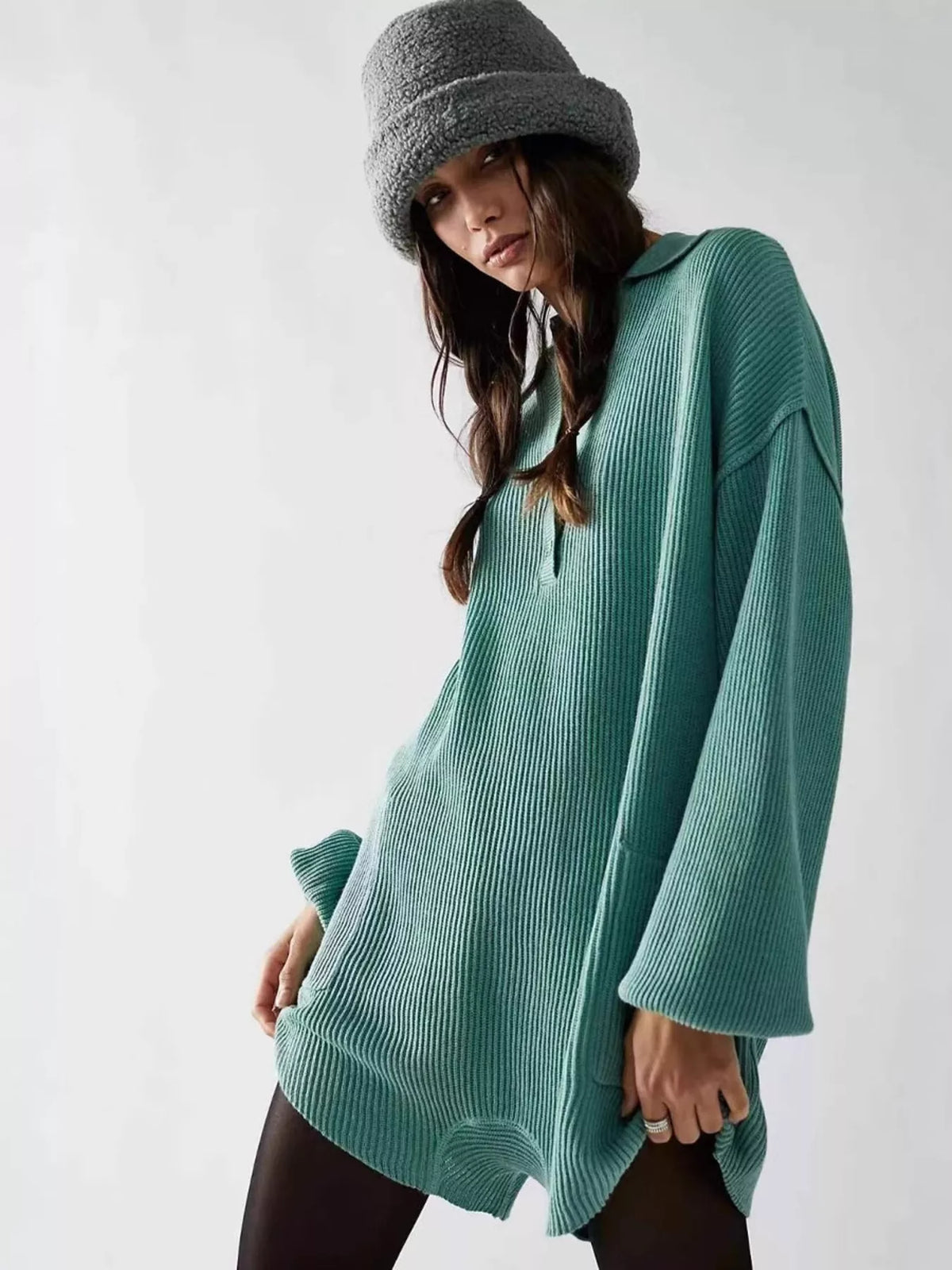 Ribbed Knit Long Sleeve Romper - Lilixa.store