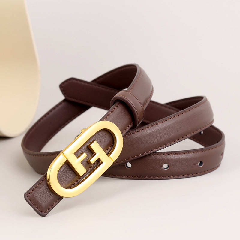 Leather Belt with Golden Buckle - Lilixa.store