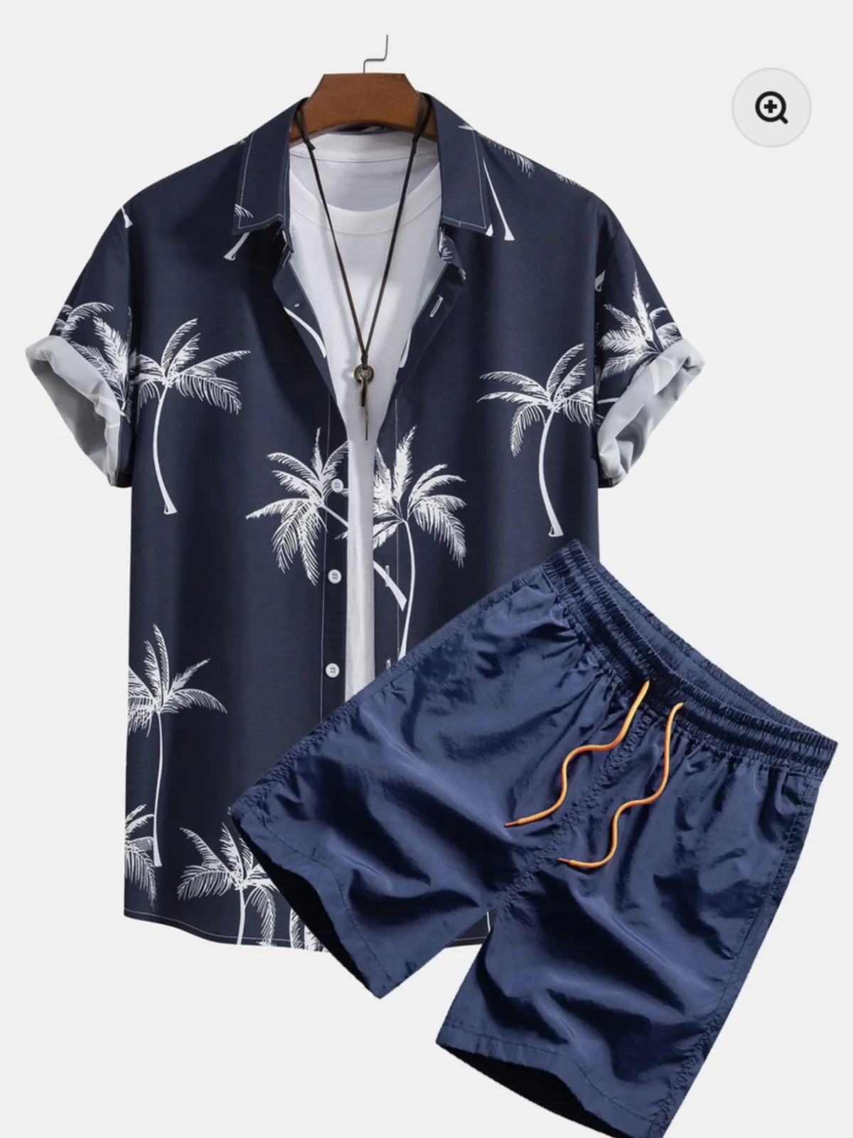 Men's Full Size Palm Tree Print Short Sleeve Shirt and Shorts Set Plus Size - Lilixa.store