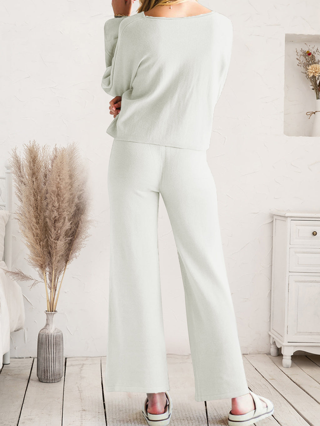 Long Sleeve Lounge Top and Drawstring Pants Set - Lilixa.store