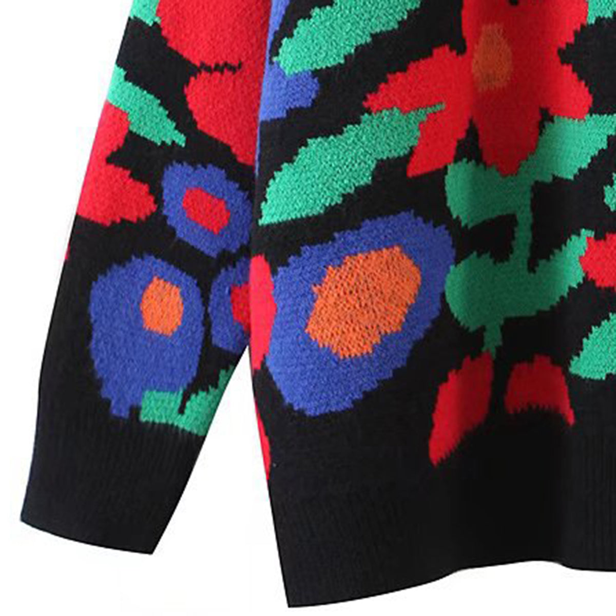 Floral Round Neck Drop Shoulder Sweater, view 5