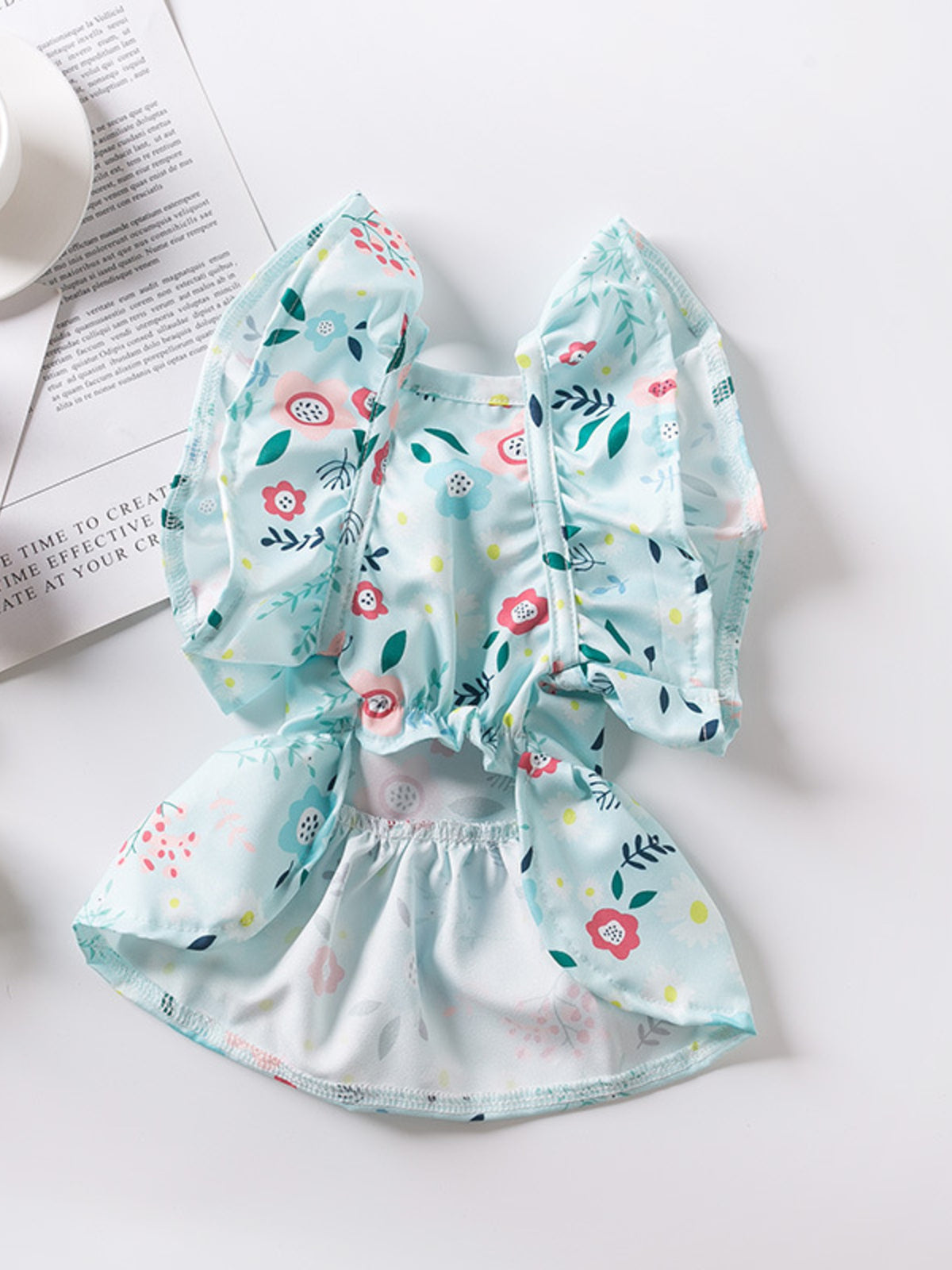 Floral Print Bow Decor Pet Dress