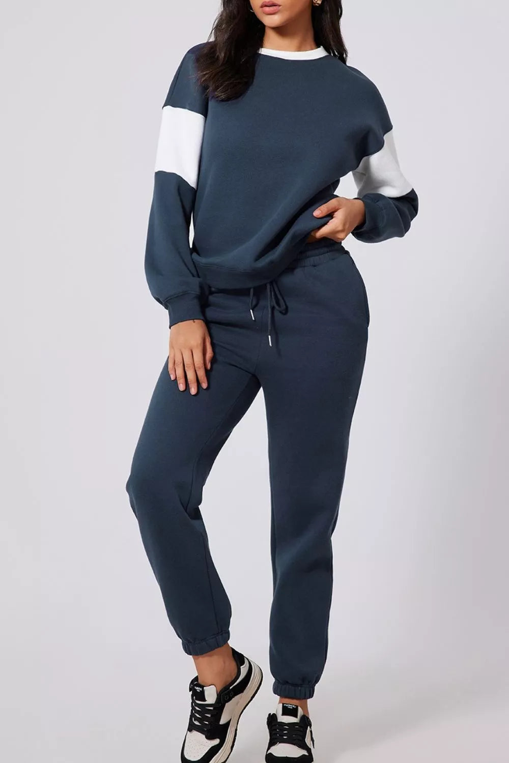 Drop Shoulder Loose Sweatshirt and Joggers Active Set - Lilixa.store