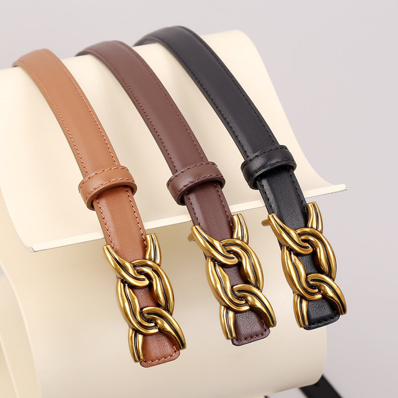 Chain Buckle Leather Belt - Lilixa.store