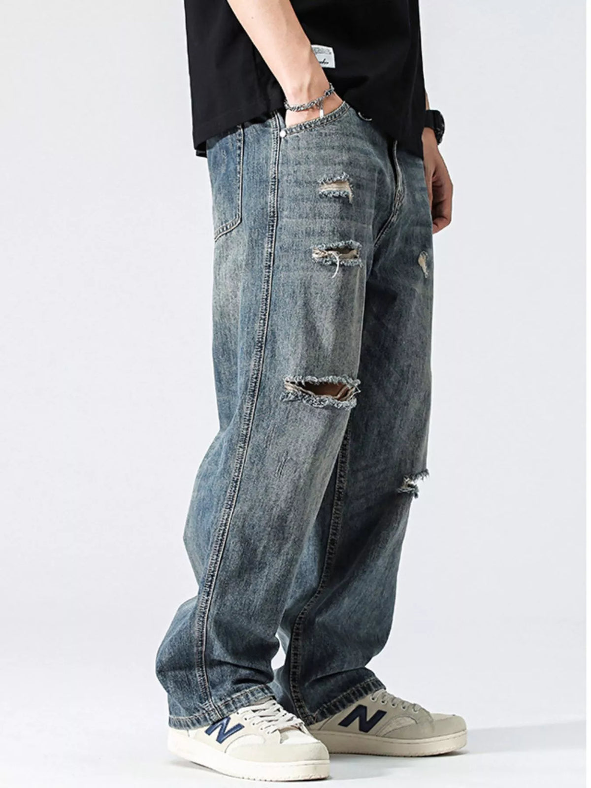 Men's Distressed Loose Fit Jeans - Lilixa.store