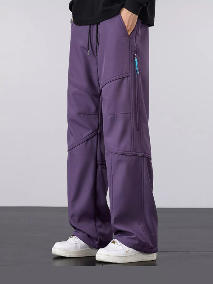 Men's Plus Size Casual Loose Fit Cargo Pants in Purple