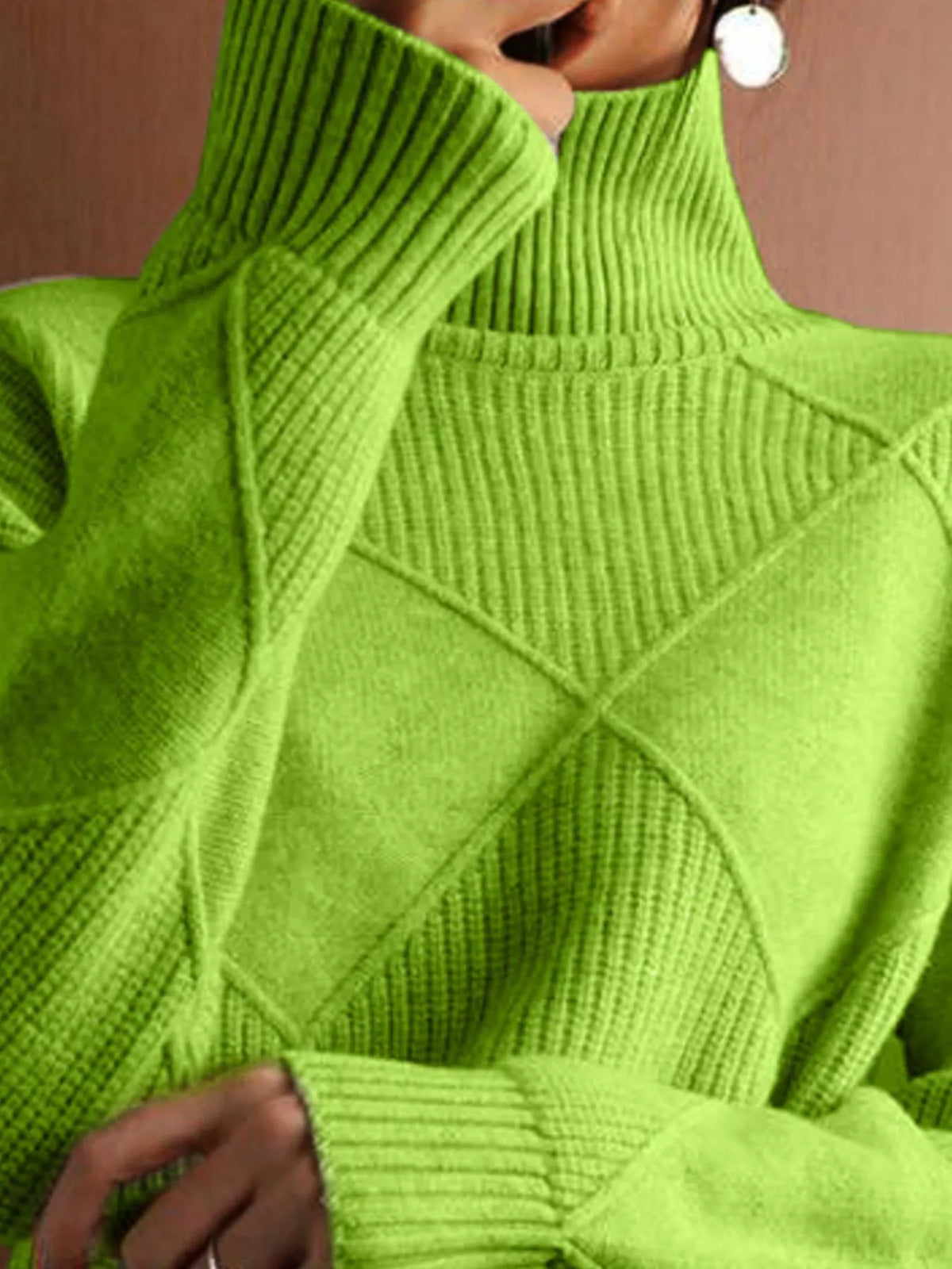 Argyle Pattern Turtleneck Sweater