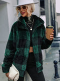 Plaid Zip-Up Collared Jacket - Lilixa.store