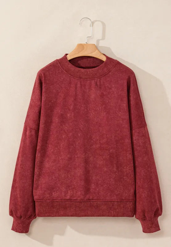 Mock Neck Dropped Shoulder Sweatshirt - Lilixa.store