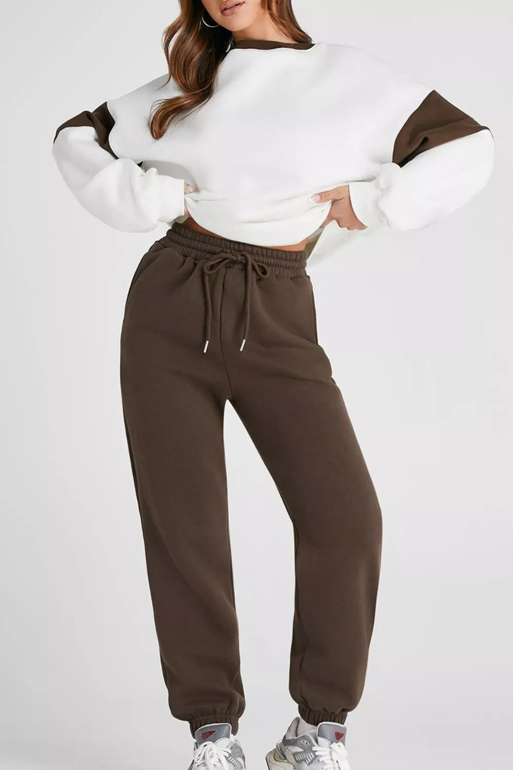 Drop Shoulder Loose Sweatshirt and Joggers Active Set - Lilixa.store