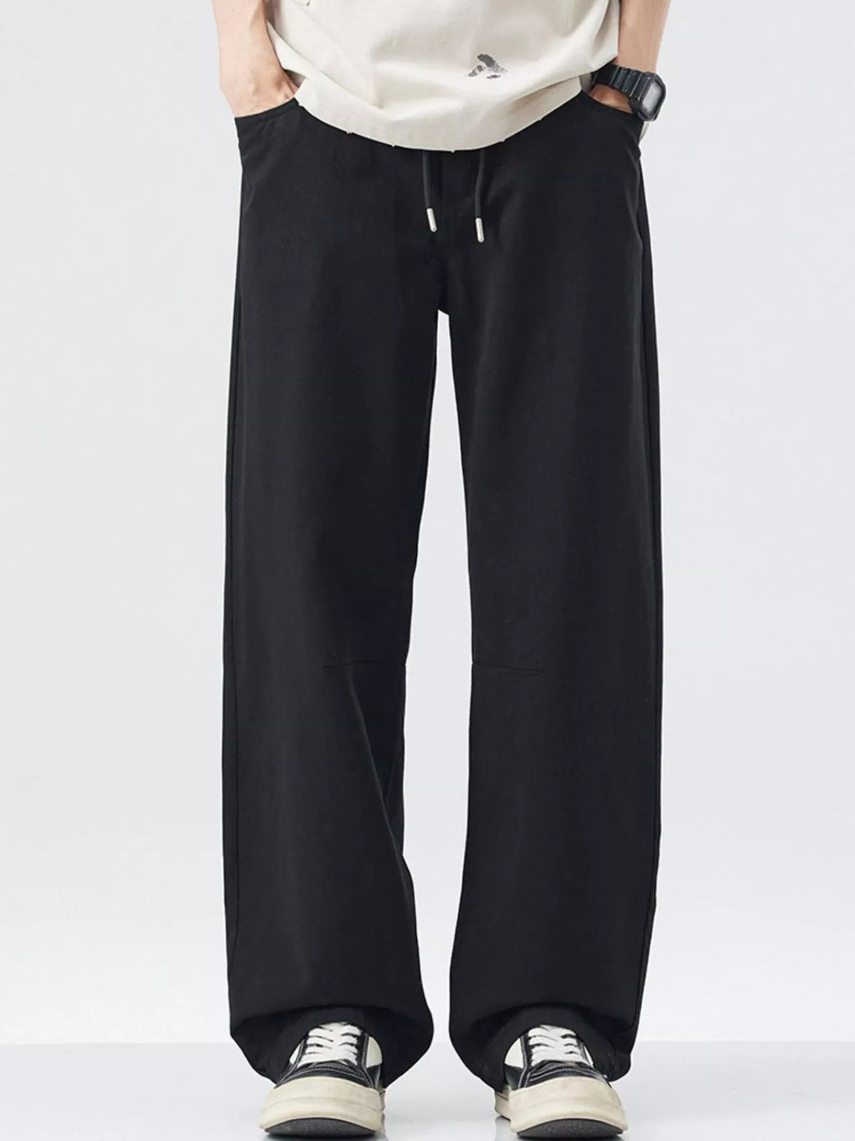 Men's Wide Leg Casual Pants in Black