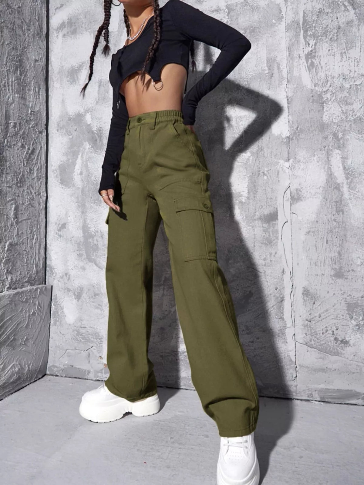 High-Waisted Cargo Jeans - Lilixa.store