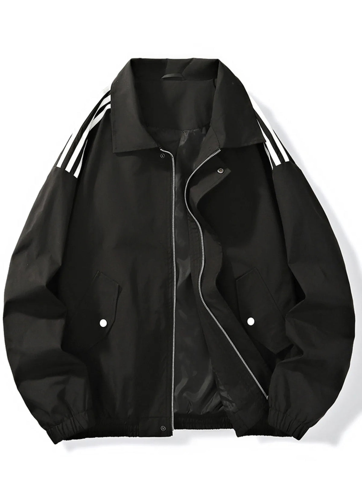 Men's Plus Size Striped Zip Up Jacket - Lilixa.store
